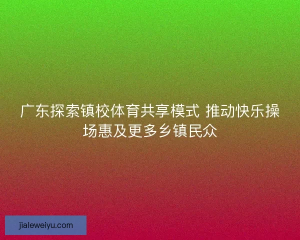 广东探索镇校体育共享模式 推动快乐操场惠及更多乡镇民众